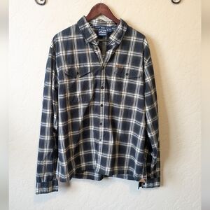 Indian Motorcycle Twin Pocket Plaid Shirt Flannel Navy